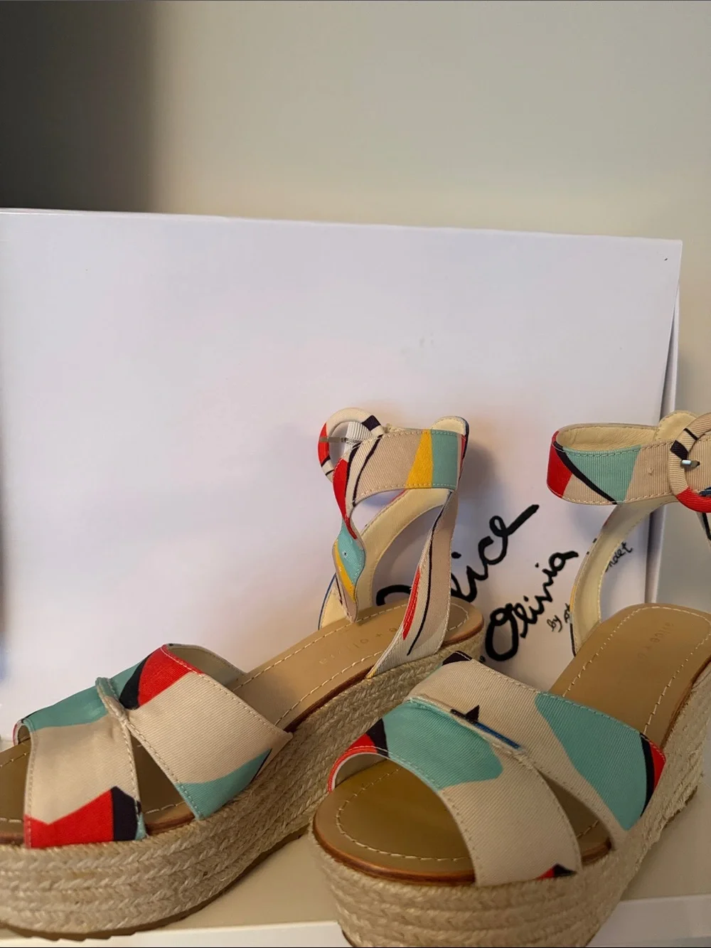 Alice + Olivia Multicolor Patterned Espadrille Wedges